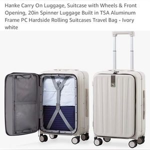 NEW HANKE Carry on Luggage 20 Inch Ivory White